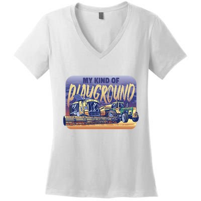 My Kind Of Playground Tractor Farm Women's V-Neck T-Shirt
