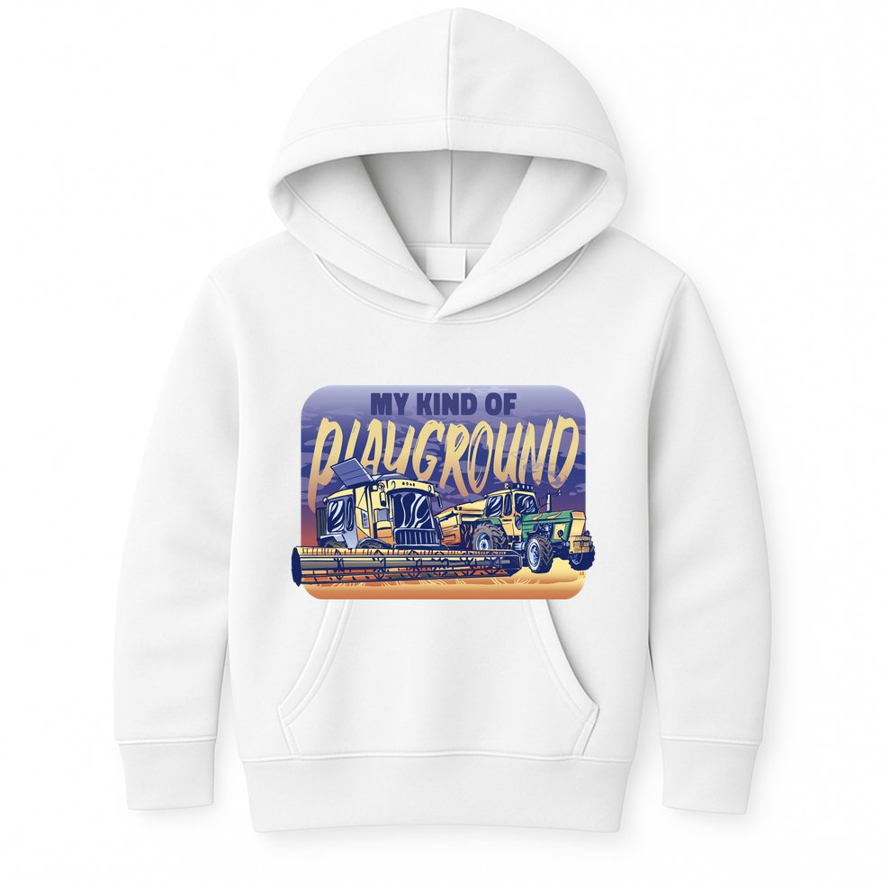 My Kind Of Playground Tractor Farm Kids Hoodie