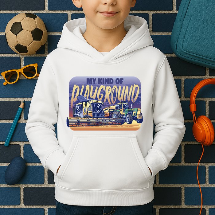 My Kind Of Playground Tractor Farm Kids Hoodie