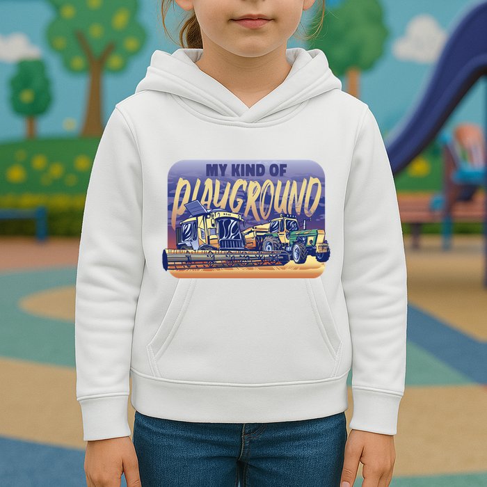 My Kind Of Playground Tractor Farm Kids Hoodie