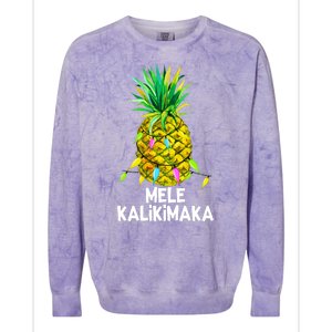 Mele Kalikimaka Pineapple Christmas Lights Colorblast Crewneck Sweatshirt