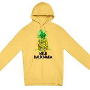 Mele Kalikimaka Pineapple Christmas Lights Premium Pullover Hoodie