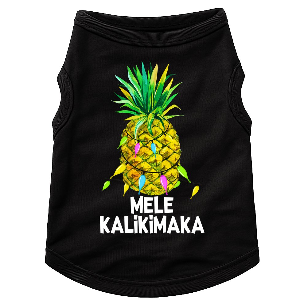 Mele Kalikimaka Pineapple Christmas Lights Doggie Tank