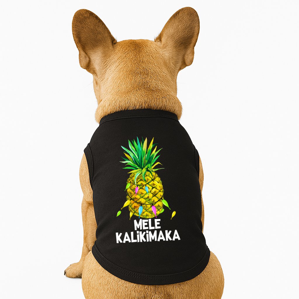 Mele Kalikimaka Pineapple Christmas Lights Doggie Tank
