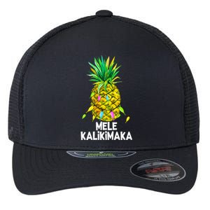 Mele Kalikimaka Pineapple Christmas Lights Flexfit Unipanel Trucker Cap