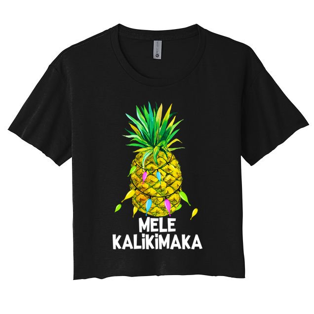 Mele Kalikimaka Pineapple Christmas Lights Crop Top
