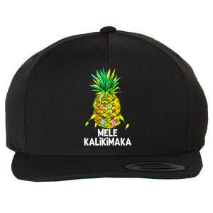 Mele Kalikimaka Pineapple Christmas Lights Wool Snapback Cap