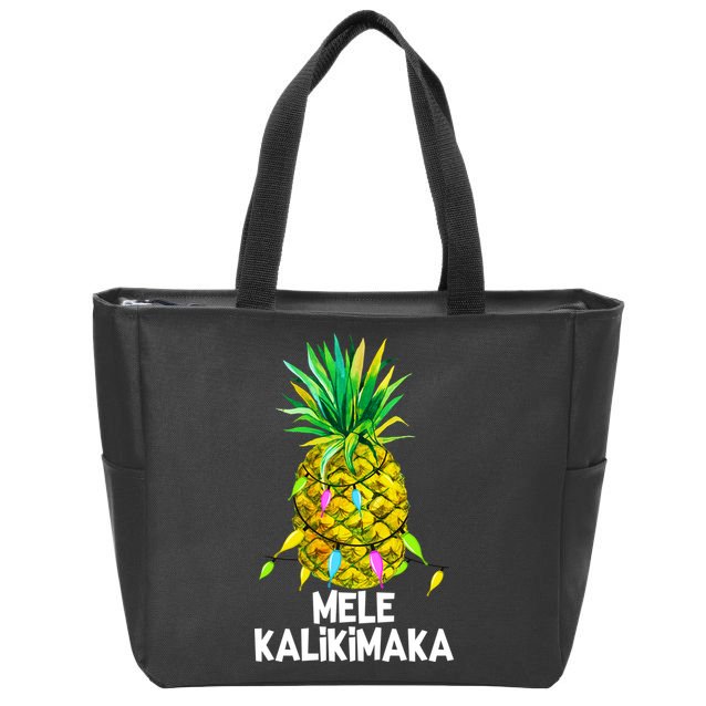 Mele Kalikimaka Pineapple Christmas Lights Zip Tote Bag