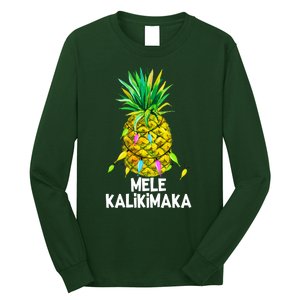 Mele Kalikimaka Pineapple Christmas Lights Long Sleeve Shirt