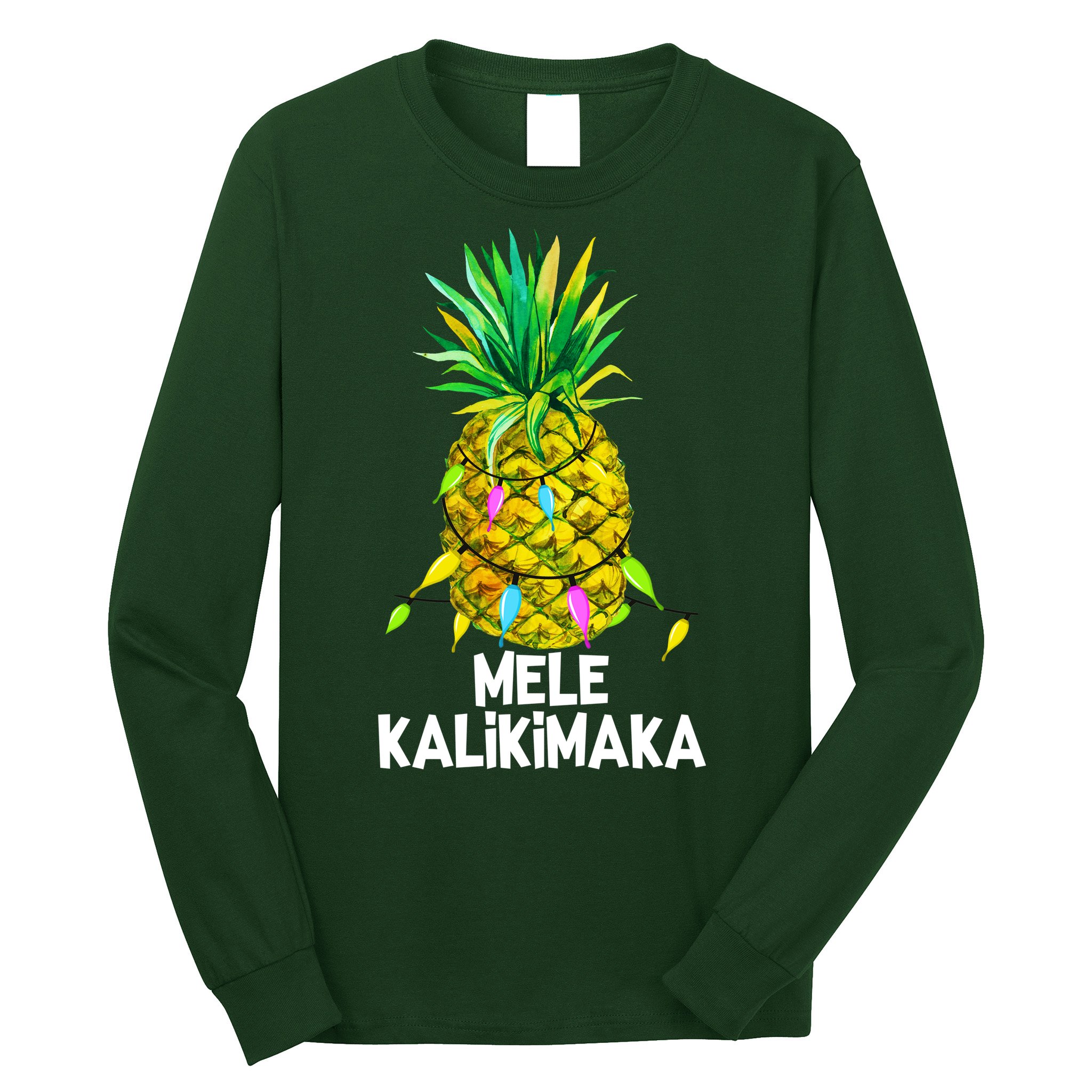 Mele Kalikimaka Pineapple Christmas Lights Long Sleeve Shirt