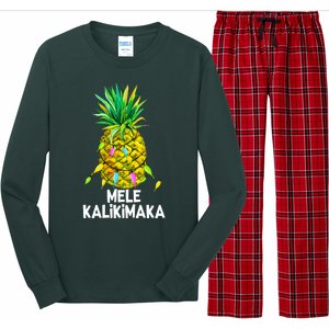 Mele Kalikimaka Pineapple Christmas Lights Long Sleeve Pajama Set