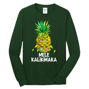 Mele Kalikimaka Pineapple Christmas Lights Tall Long Sleeve T-Shirt