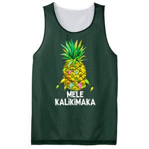 Mele Kalikimaka Pineapple Christmas Lights Mesh Reversible Basketball Jersey Tank