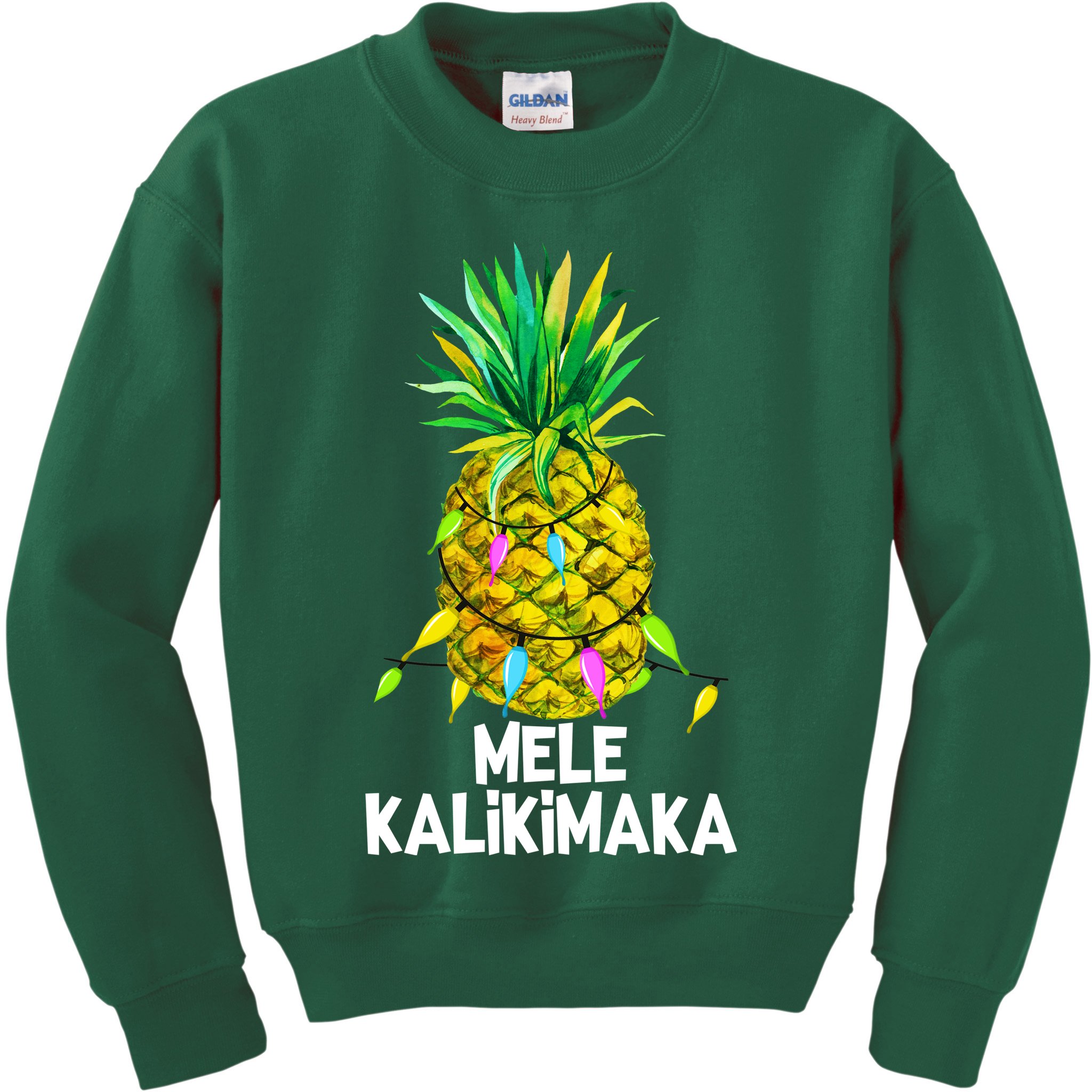Mele Kalikimaka Pineapple Christmas Lights Kids Sweatshirt