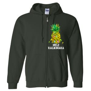 Mele Kalikimaka Pineapple Christmas Lights Full Zip Hoodie