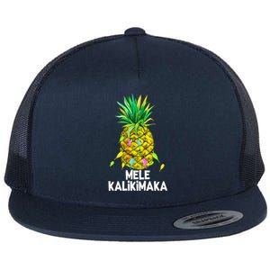 Mele Kalikimaka Pineapple Christmas Lights Flat Bill Trucker Hat