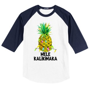 Mele Kalikimaka Pineapple Christmas Lights Baseball Sleeve Shirt