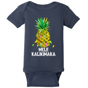 Mele Kalikimaka Pineapple Christmas Lights Baby Bodysuit