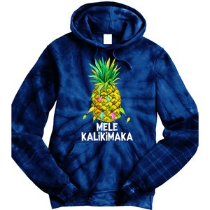 Mele Kalikimaka Pineapple Christmas Lights Tie Dye Hoodie