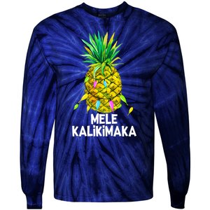 Mele Kalikimaka Pineapple Christmas Lights Tie-Dye Long Sleeve Shirt