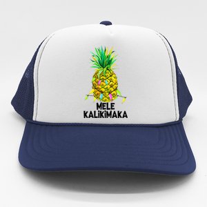 Mele Kalikimaka Pineapple Christmas Lights Trucker Hat