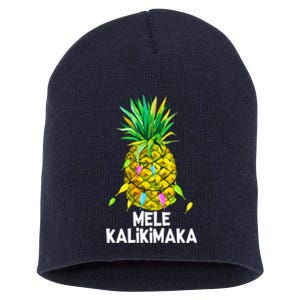 Mele Kalikimaka Pineapple Christmas Lights Short Acrylic Beanie