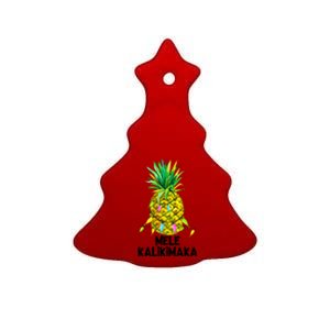 Mele Kalikimaka Pineapple Christmas Lights Ceramic Tree Ornament