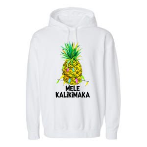 Mele Kalikimaka Pineapple Christmas Lights Garment-Dyed Fleece Hoodie