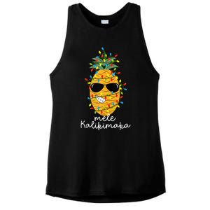 Mele Kalikimaka Pineapple Tree Hawaiian Christmas In July Tank Top Ladies PosiCharge Tri-Blend Wicking Tank