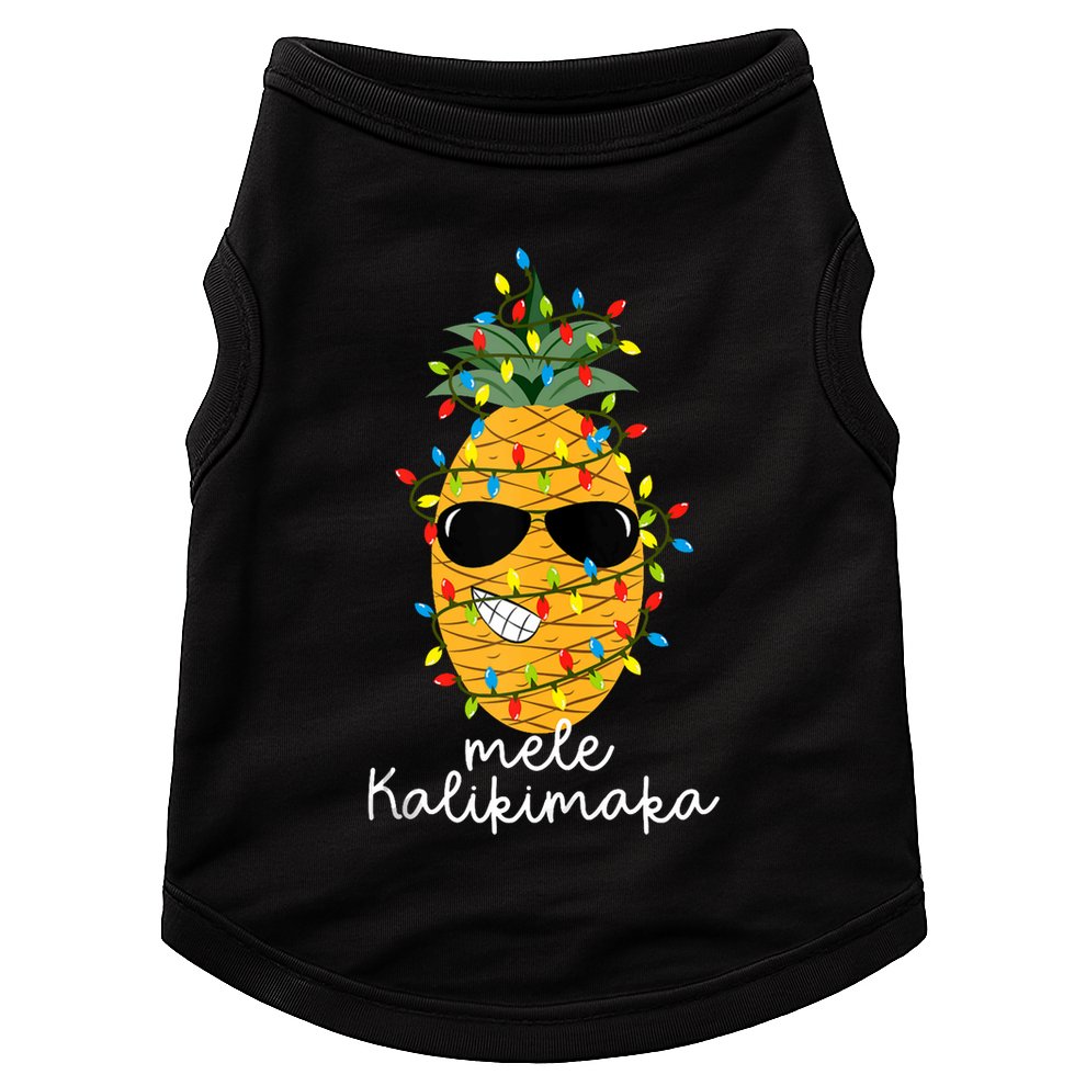 Mele Kalikimaka Pineapple Tree Hawaiian Christmas In July Tank Top Doggie Tank