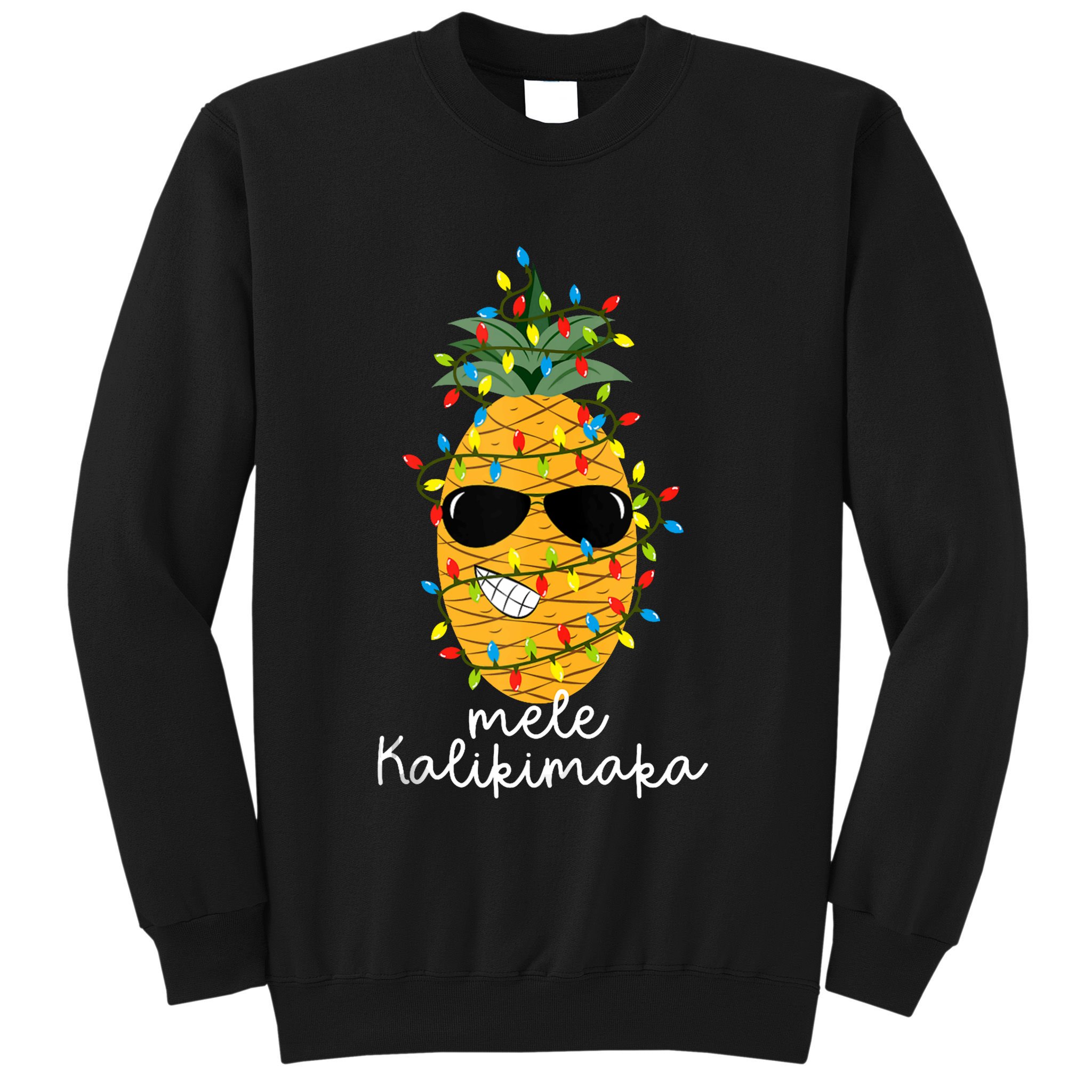 Mele Kalikimaka Pineapple Tree Hawaiian Christmas In July Tank Top Sweatshirt