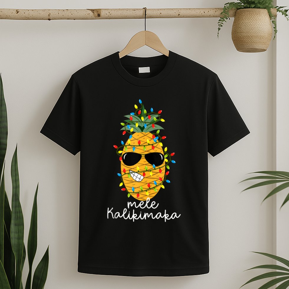 Mele Kalikimaka Pineapple Tree Hawaiian Christmas In July Tank Top T-Shirt