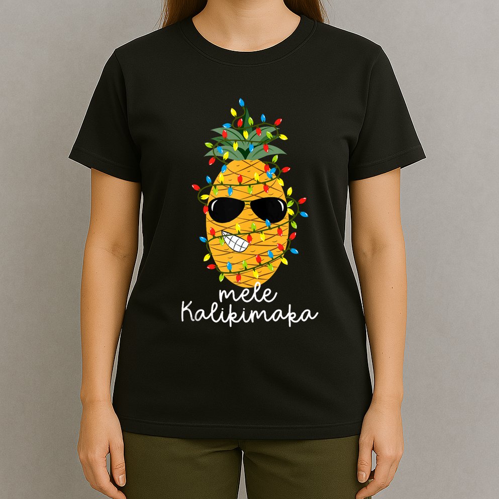 Mele Kalikimaka Pineapple Tree Hawaiian Christmas In July Tank Top T-Shirt