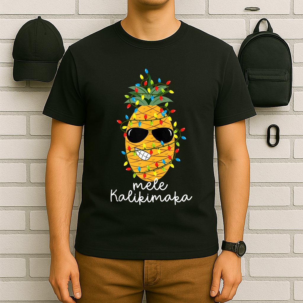Mele Kalikimaka Pineapple Tree Hawaiian Christmas In July Tank Top T-Shirt