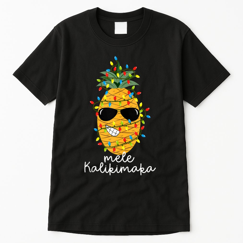 Mele Kalikimaka Pineapple Tree Hawaiian Christmas In July Tank Top Tall T-Shirt