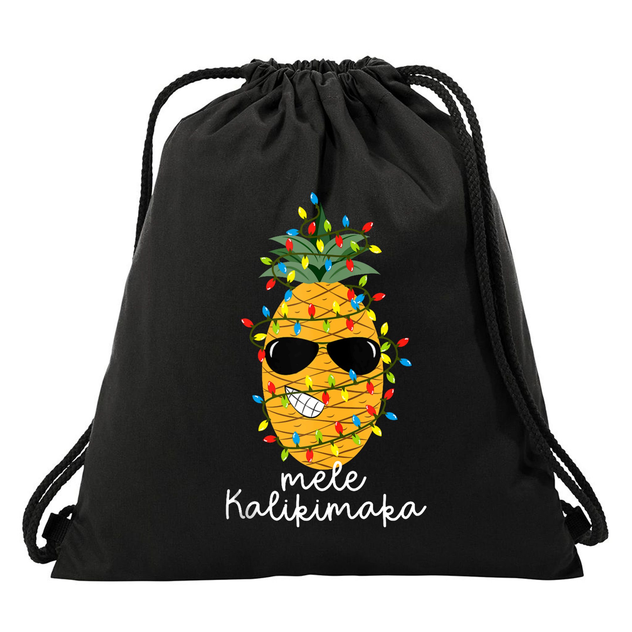 Mele Kalikimaka Pineapple Tree Hawaiian Christmas In July Tank Top Drawstring Bag