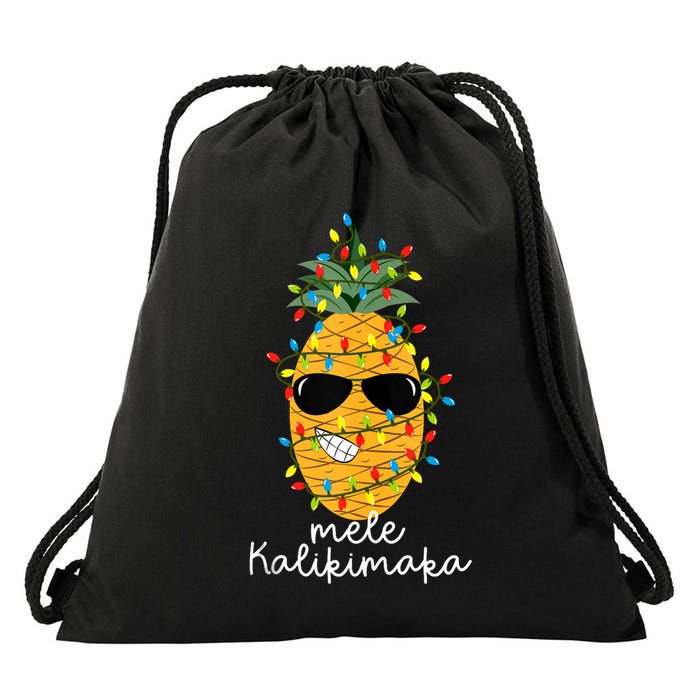 Mele Kalikimaka Pineapple Tree Hawaiian Christmas In July Tank Top Drawstring Bag