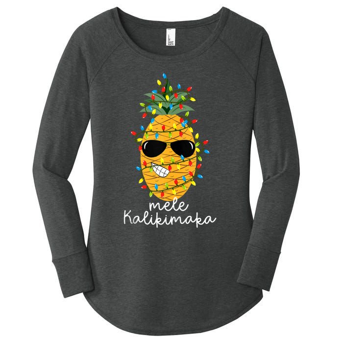 Mele Kalikimaka Pineapple Tree Hawaiian Christmas In July Tank Top Women's Perfect Tri Tunic Long Sleeve Shirt