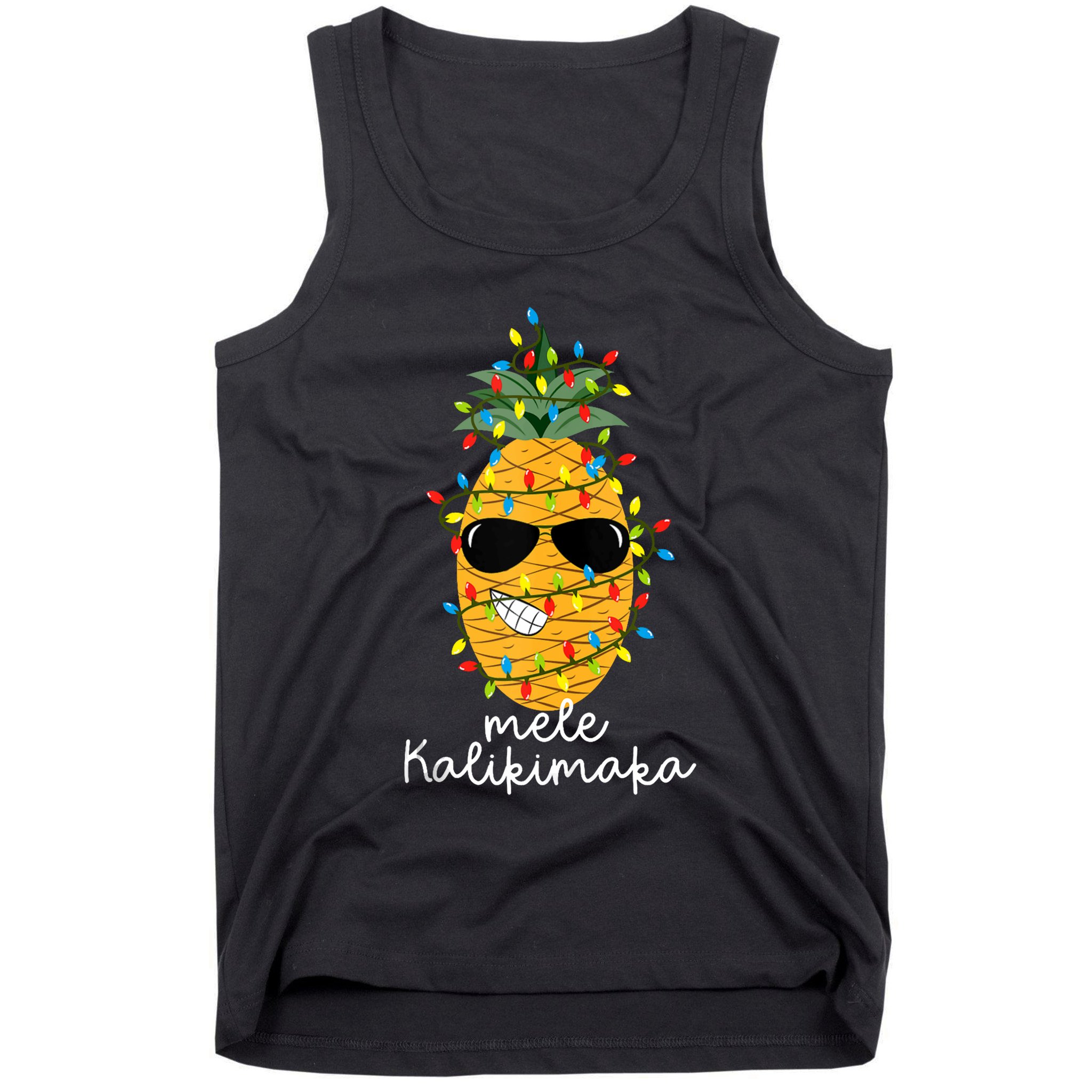 Mele Kalikimaka Pineapple Tree Hawaiian Christmas In July Tank Top Tank Top