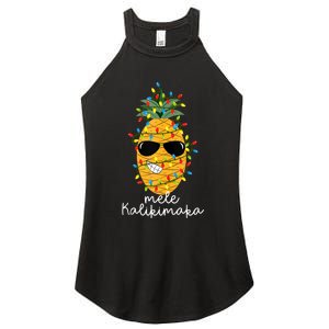 Mele Kalikimaka Pineapple Tree Hawaiian Christmas In July Tank Top Women's Perfect Tri Rocker Tank