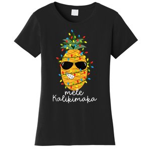 Mele Kalikimaka Pineapple Tree Hawaiian Christmas In July Tank Top Women's T-Shirt