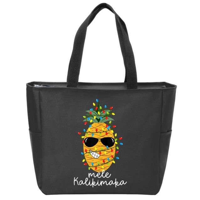 Mele Kalikimaka Pineapple Tree Hawaiian Christmas In July Tank Top Zip Tote Bag