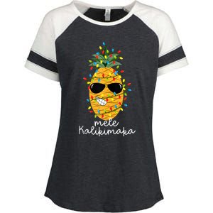 Mele Kalikimaka Pineapple Tree Hawaiian Christmas In July Tank Top Enza Ladies Jersey Colorblock Tee