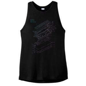 Mechanical Keyboard Patent Drawing Graphic Design Art Ladies PosiCharge Tri-Blend Wicking Tank