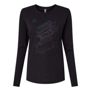 Mechanical Keyboard Patent Drawing Graphic Design Art Womens Cotton Relaxed Long Sleeve T-Shirt