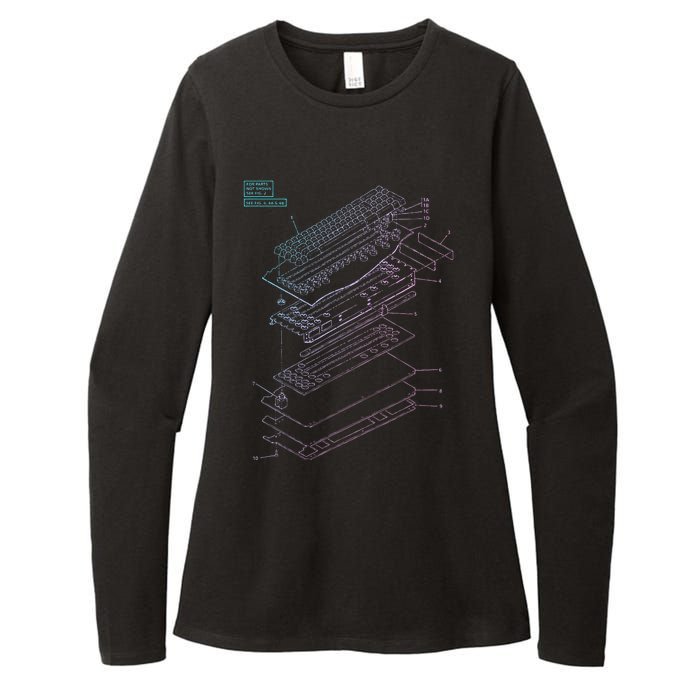 Mechanical Keyboard Patent Drawing Graphic Design Art Womens CVC Long Sleeve Shirt