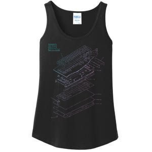 Mechanical Keyboard Patent Drawing Graphic Design Art Ladies Essential Tank