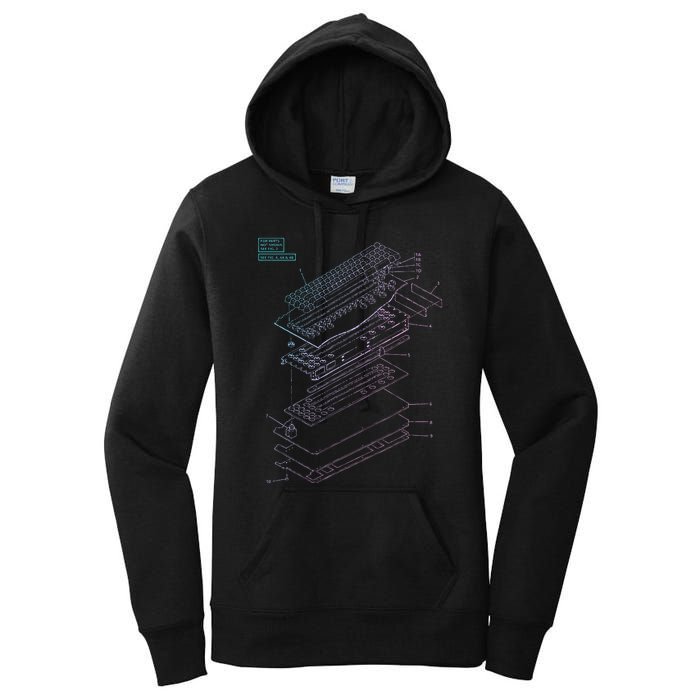 Mechanical Keyboard Patent Drawing Graphic Design Art Women's Pullover Hoodie