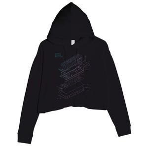 Mechanical Keyboard Patent Drawing Graphic Design Art Crop Fleece Hoodie