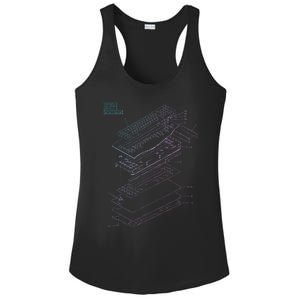 Mechanical Keyboard Patent Drawing Graphic Design Art Ladies PosiCharge Competitor Racerback Tank